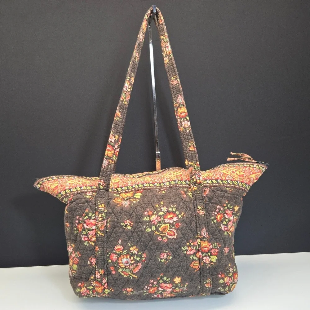 Vintage Y2K Vera Bradley Chocolat Floral Large Travel Tote Bag Quilted Weekender